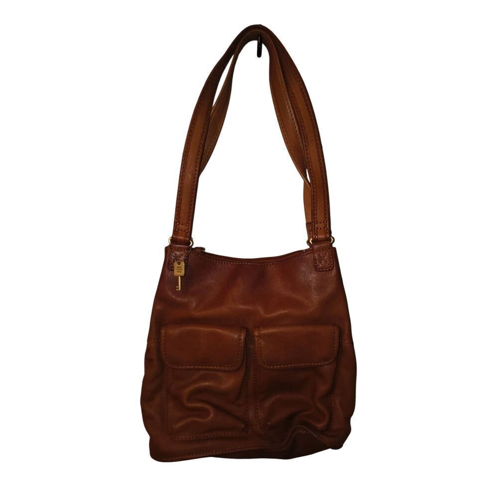The Fossil 75082 vintage brown leather shoulder bag 1990's "1954" collections d